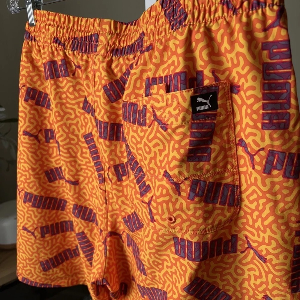 Puma No Fade Swim Trunk 7in Inseam Size XL Orange W/Logo Accent NEW $55 - Picture 7 of 11
